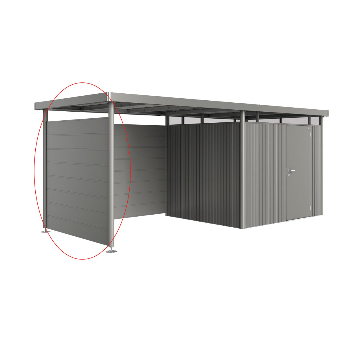 Biohort Seitenwand für Seitendach zu Gerätehaus HighLine H3 quarzgrau-metallic