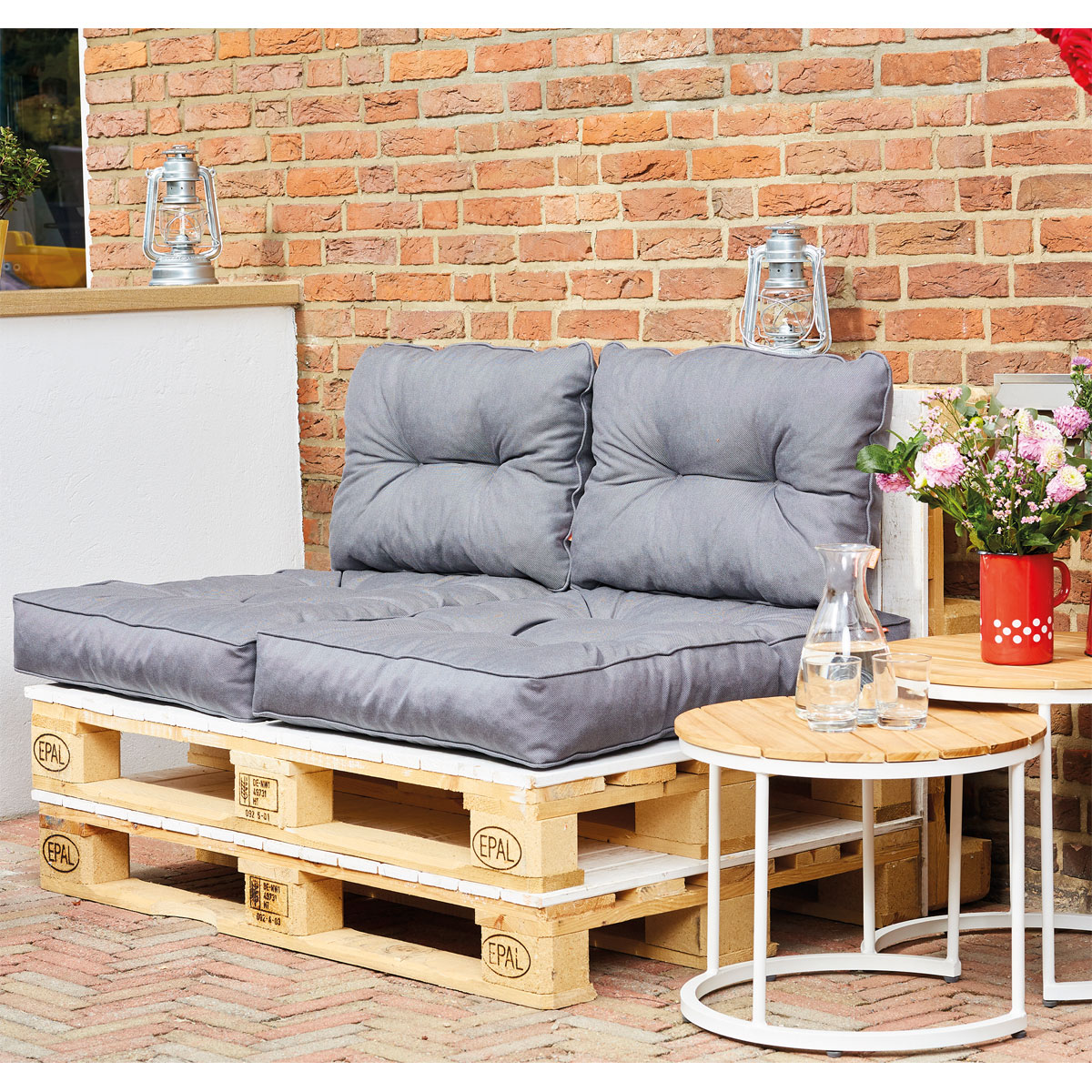 Siena Garden Sitz-/Rückenkissen Almaaz 4-teilig für Euro-Palette grau Bild 4