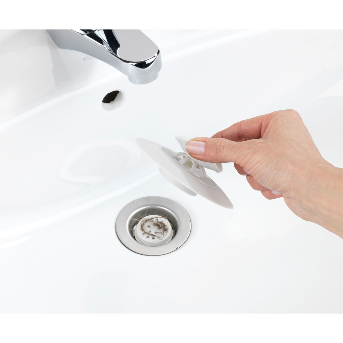 Wenko Silikon Abfluss-Stöpsel Sore weiß mit 3-facher Abflussregulierung Bild 2