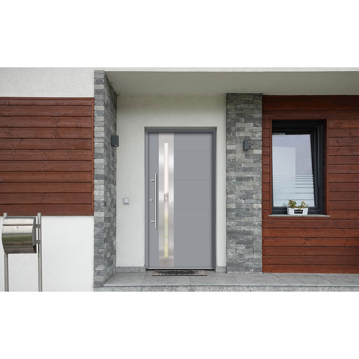 SplenDoor  Premium-Haustür Passivedoor Eksjo RC2 energiesparend einbruchsicher grau 100 x 200 cm links Bild 2