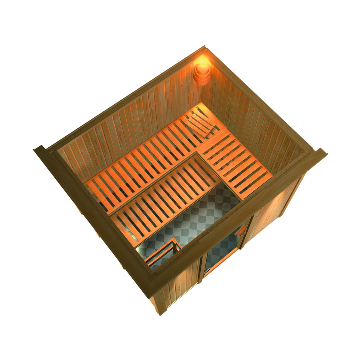 Karibu Gobin Fronteinstieg 9 kW Ofen integr Strg mit Dachkranz bronzierte Tür Bild 3