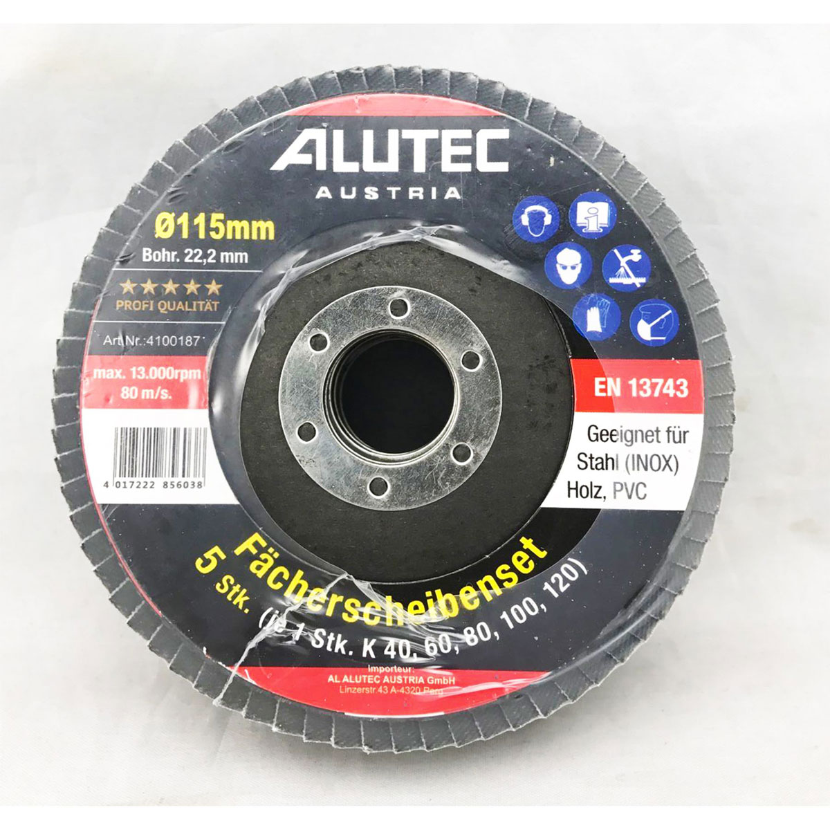 Fächerscheiben-Set 115 mm 5-teilig