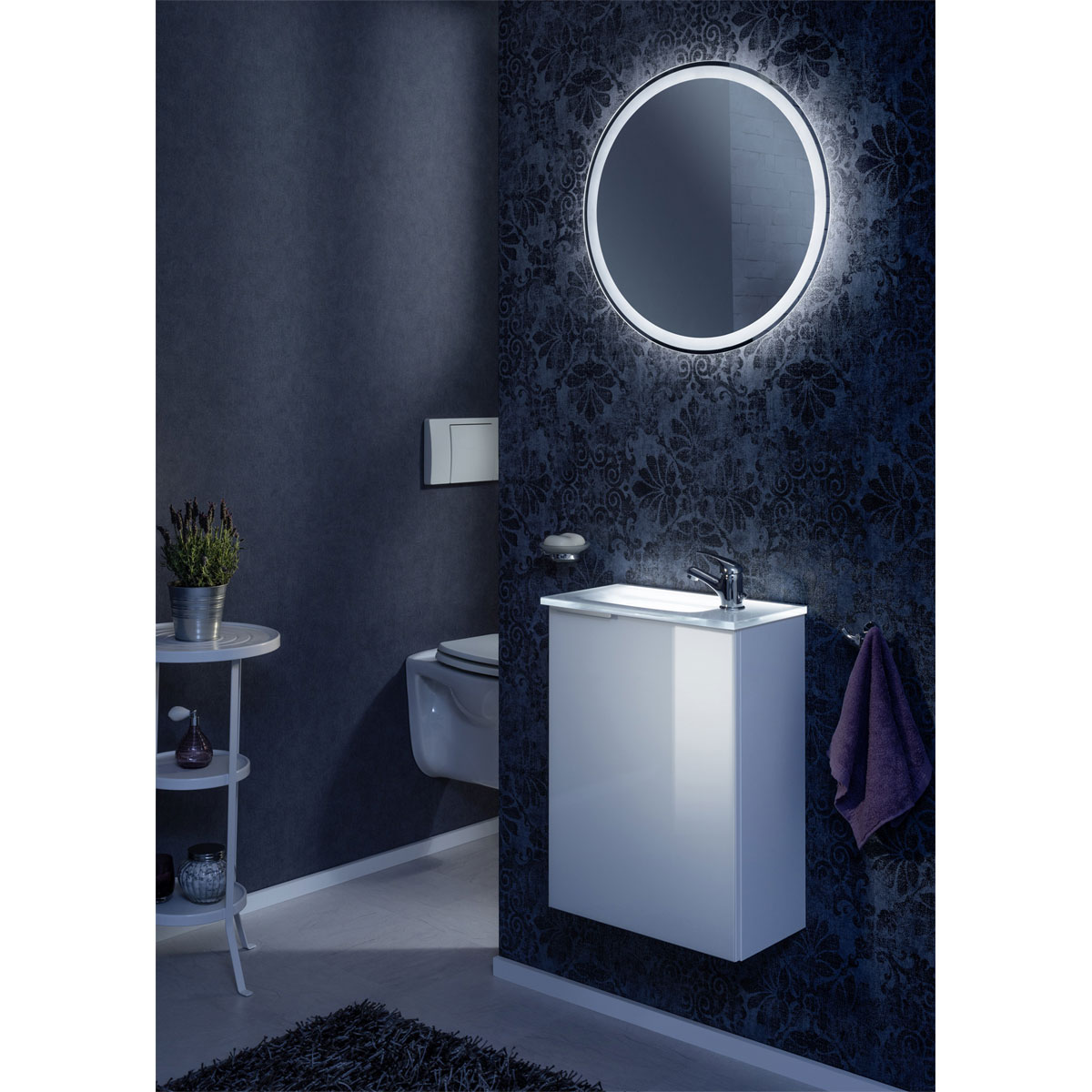 Fackelmann  Gäste-WC Waschtischunterschrank rechts SBC 440 x 600 x 243 mm weiß/lackiertes Glas Weiß Bild 6