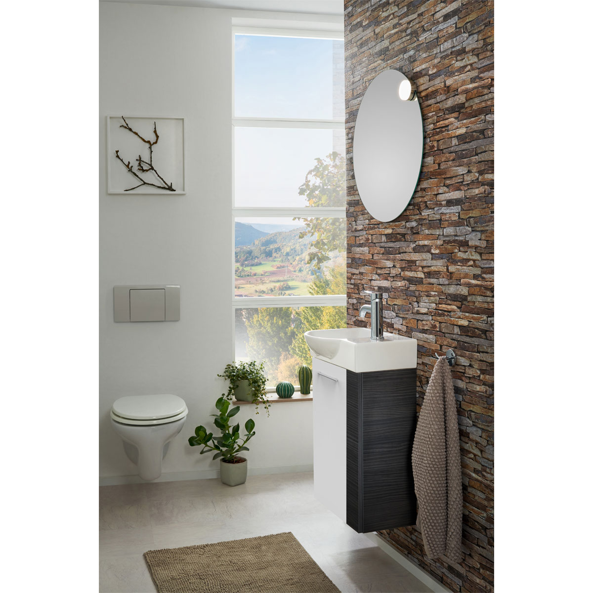 Fackelmann  Gäste-WC Waschtischunterschrank links SBC 440 x 600 x 243 mm DarkOak/Weiß Bild 6