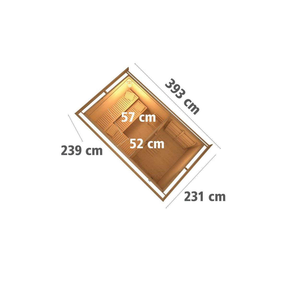 Karibu Saunahaus Skrollan 3 38 mm 9 kW Ofen externe Strg moderne Tür Bild 11
