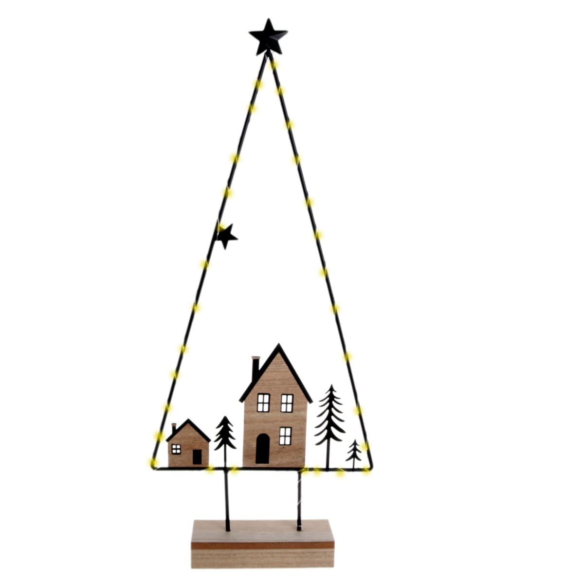 LED-Tanne auf Stand 64,5cm Holz schwarz