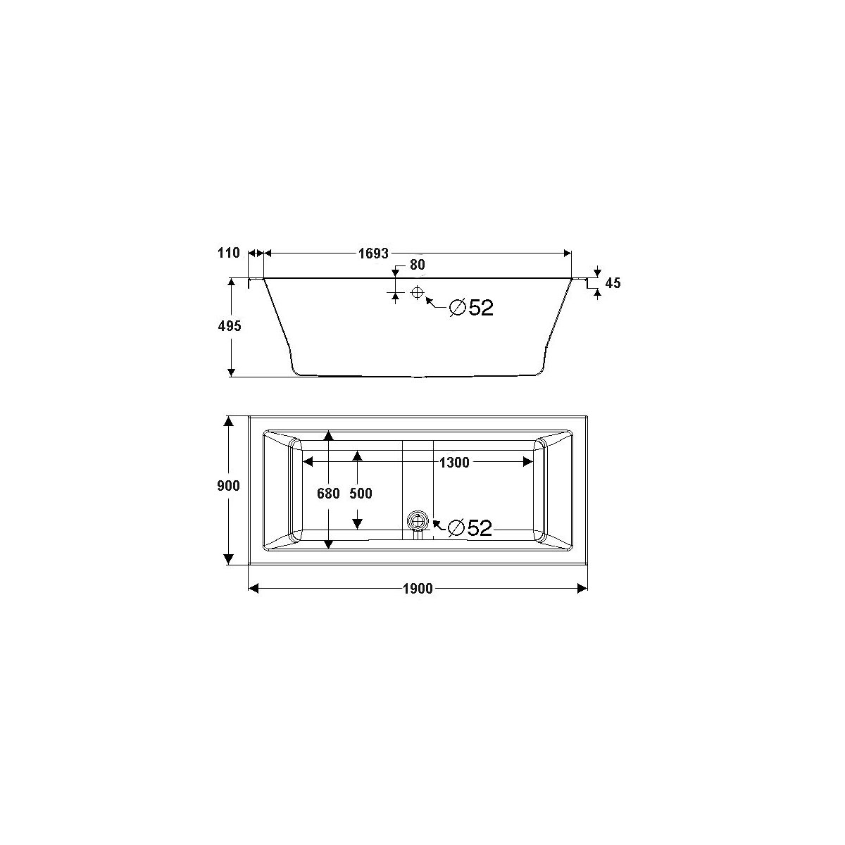Ottofond Whirlpool-Komplettset Cubic inkl Farblichtscheinwerfer 190 x 90 cm Bild 2