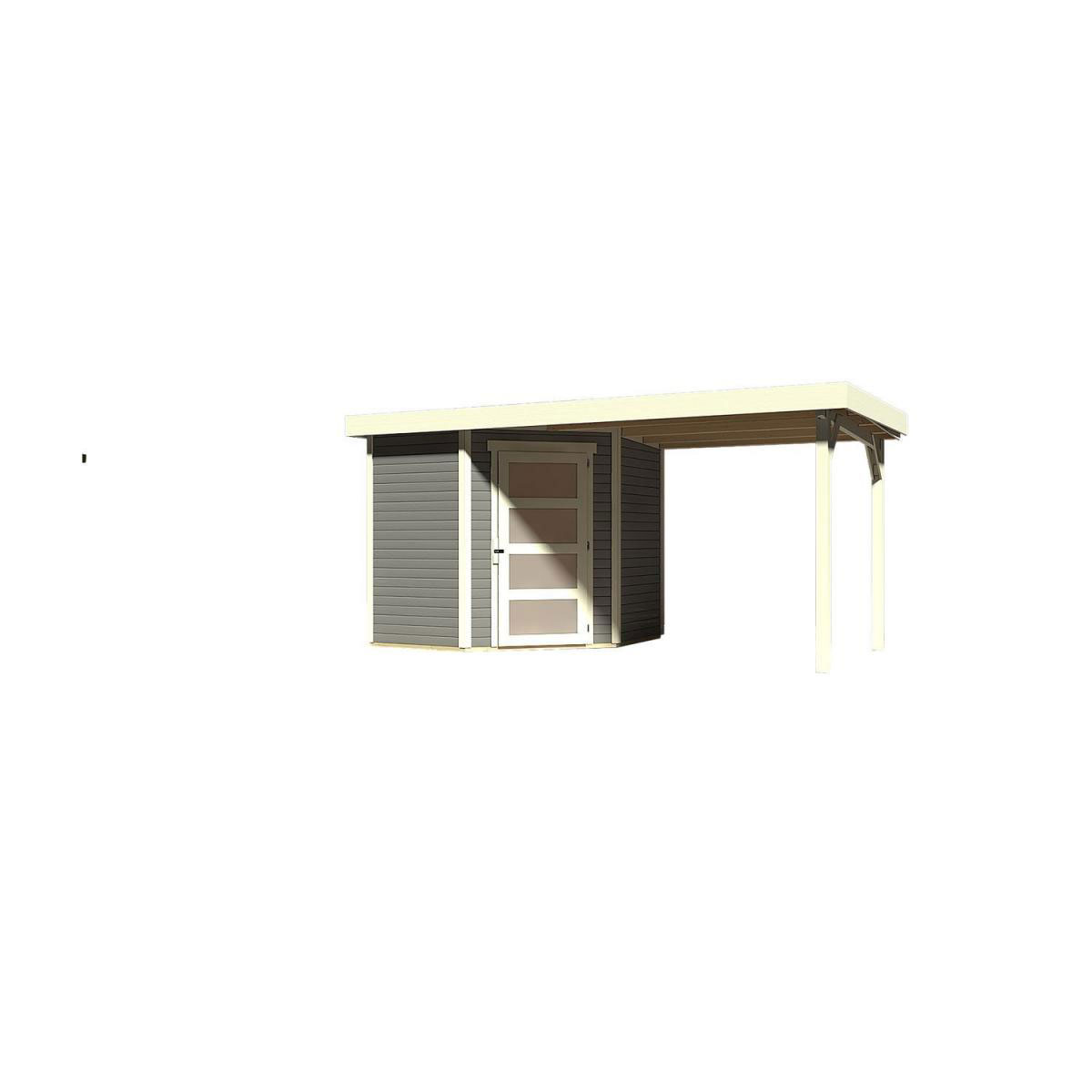 Karibu Gartenhaus Schwandorf 3/5 mit Anbaudach 220 cm 213 x 217 x 218 cm grau Bild 2