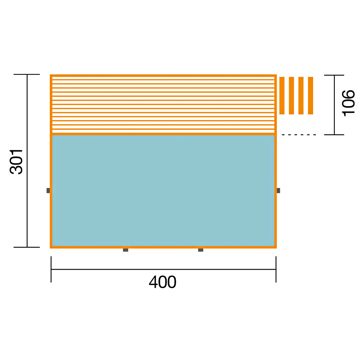 Weka Pool Rechteckig Größe 1 b 308,5 x 401,5 cm inkl Technikraum/Sonnendeck und FilteranlageFolie hellgrau Bild 2
