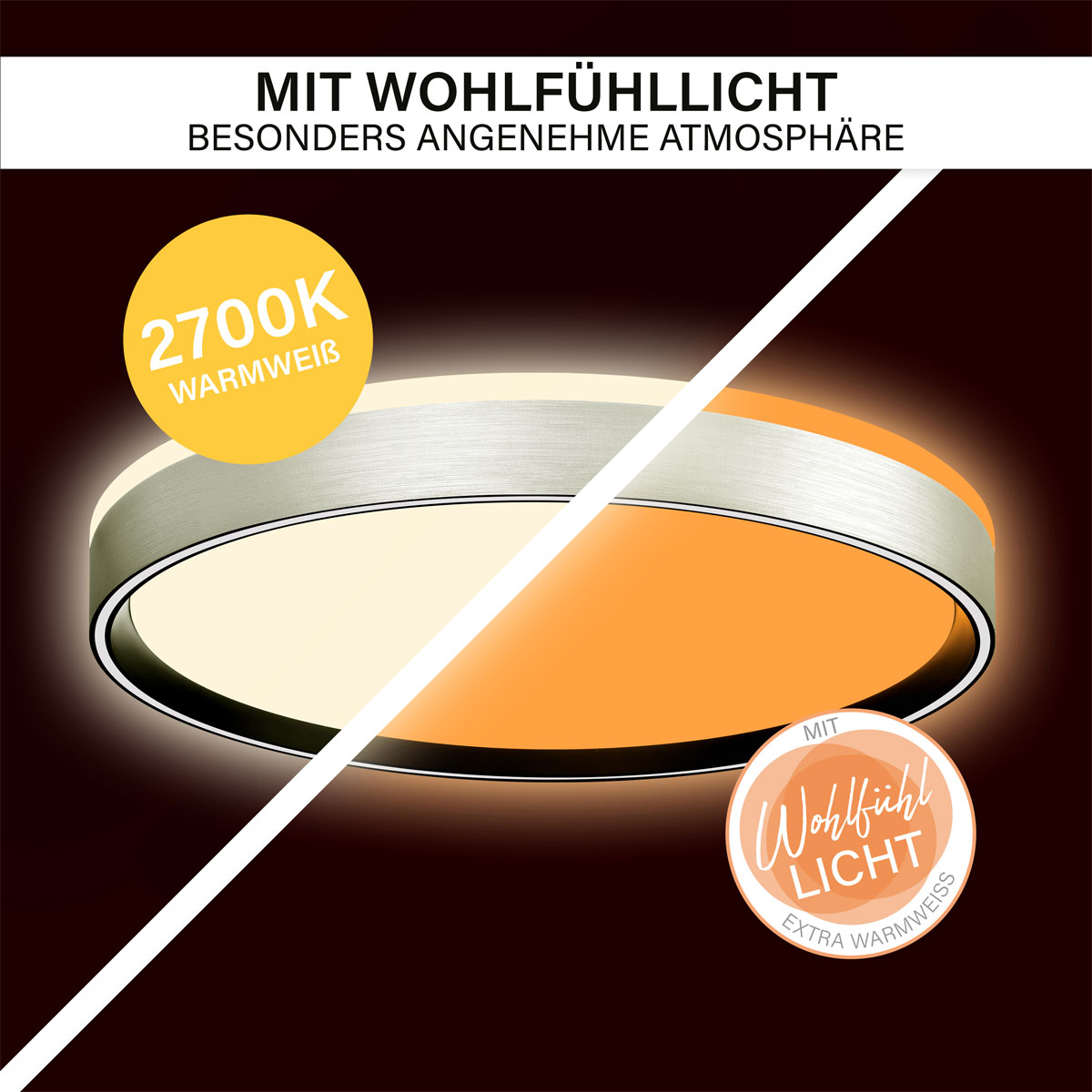 Decken-Wandleuchte SHINING PLUTO LED ALU 1800K 24W Bild 7