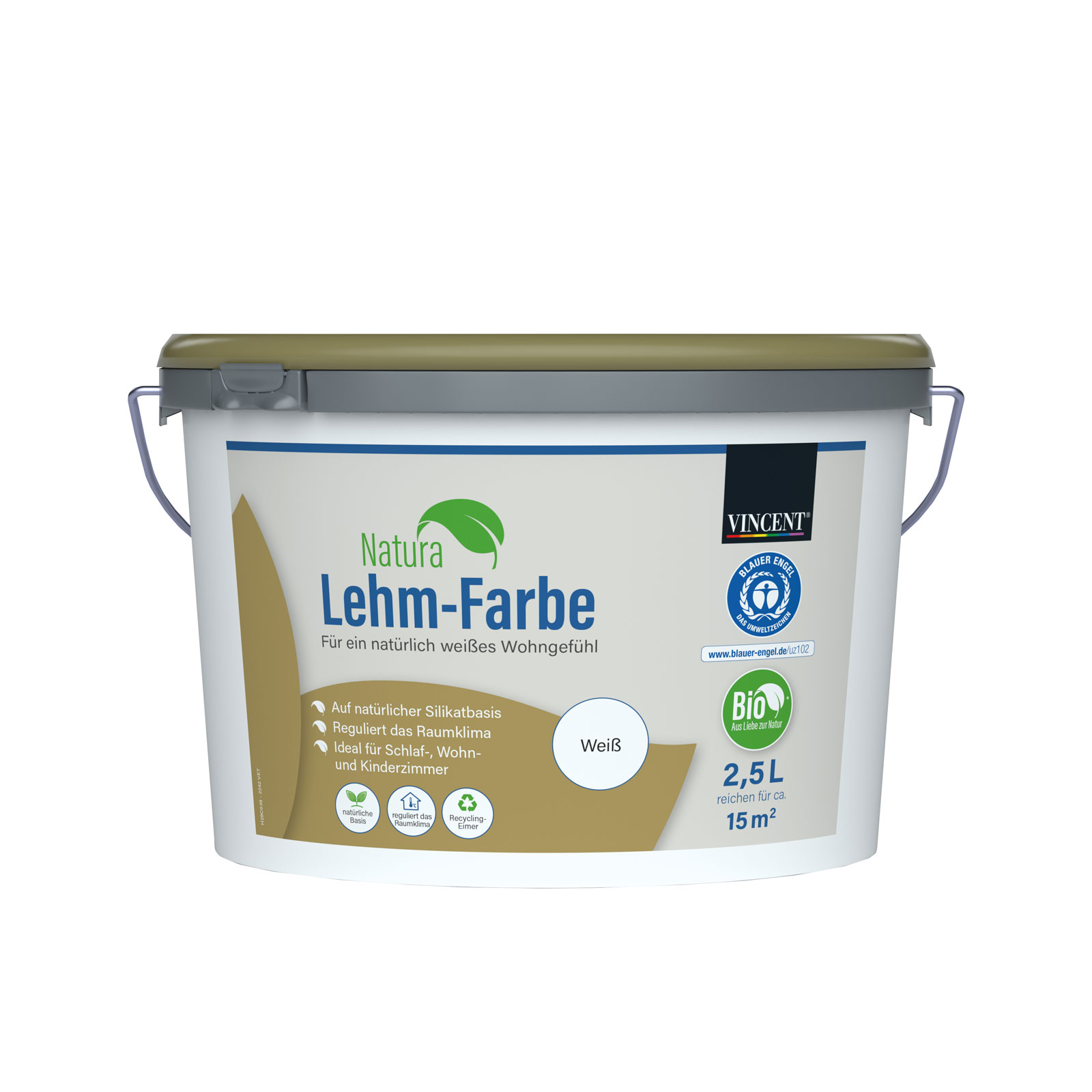 Vincent Wandfarbe Natura Lehm-Farbe 25 l