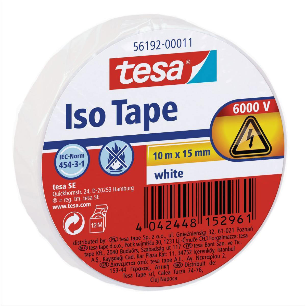 Tesa Isolierband weiß 10 m x 15 mm Tesa Isolierband weiß 10 m x 15 mm
