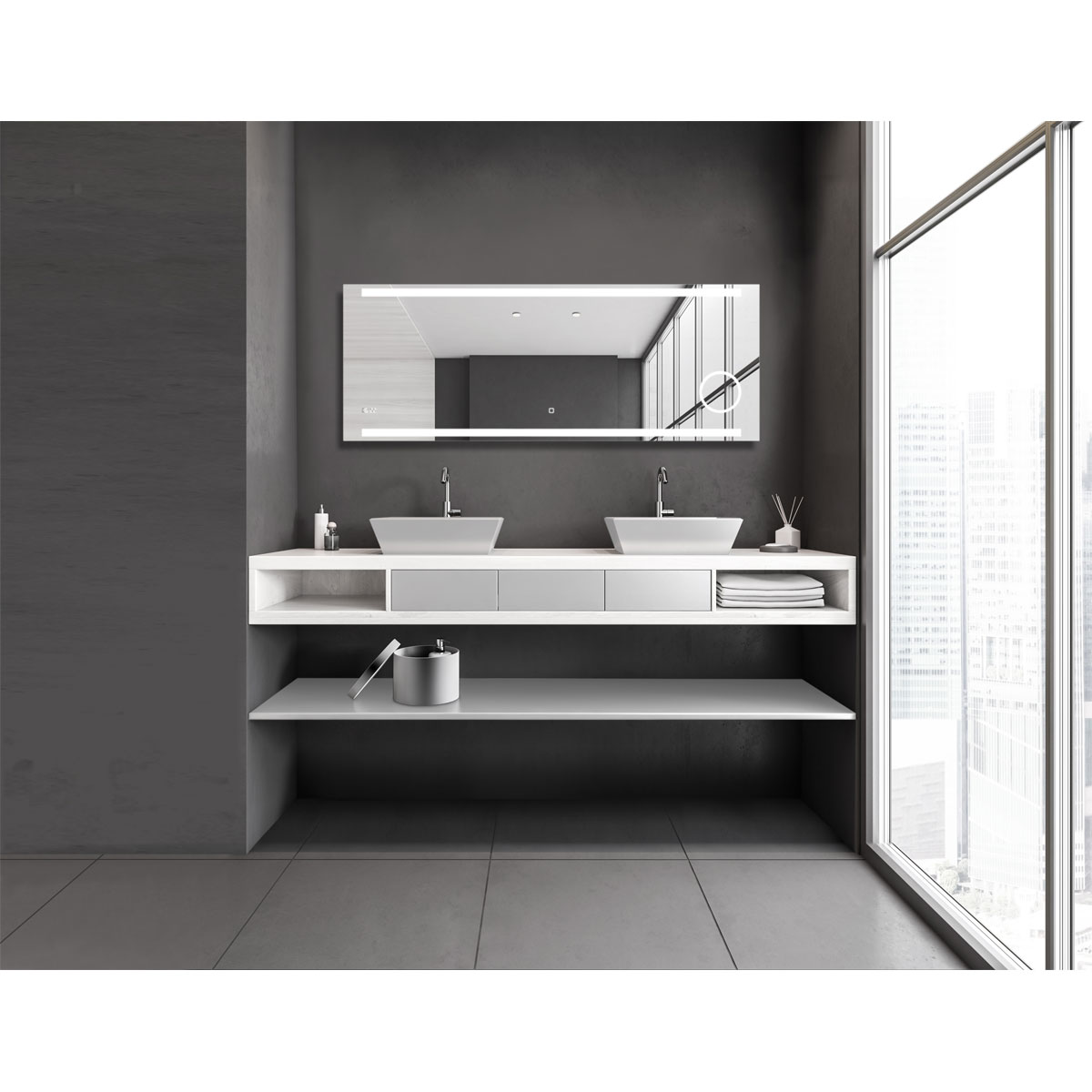 DSK  Design LED Lichtspiegel Silver Rey 160 x 60 cm Bild 4