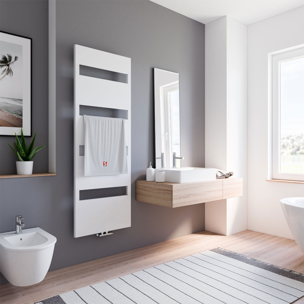 Schulte ExpressPlus Design-Heizkoerper Turin alpinweiss 1703 x 605 x 85-95 mm 620 Watt Bild 1