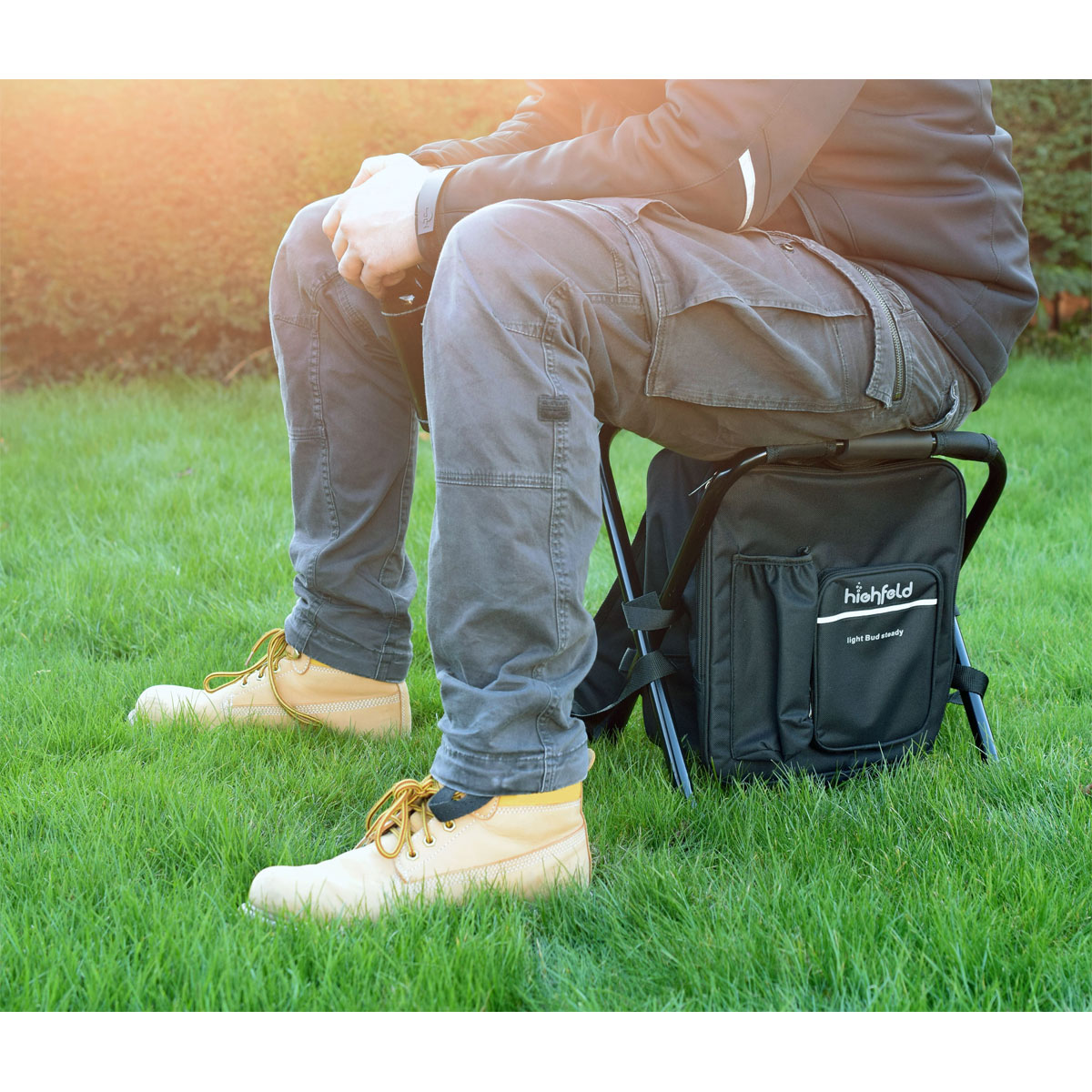 highfeld 3 in 1 Camping Stuhl mit Rucksack und Kühltasche black Bild 9