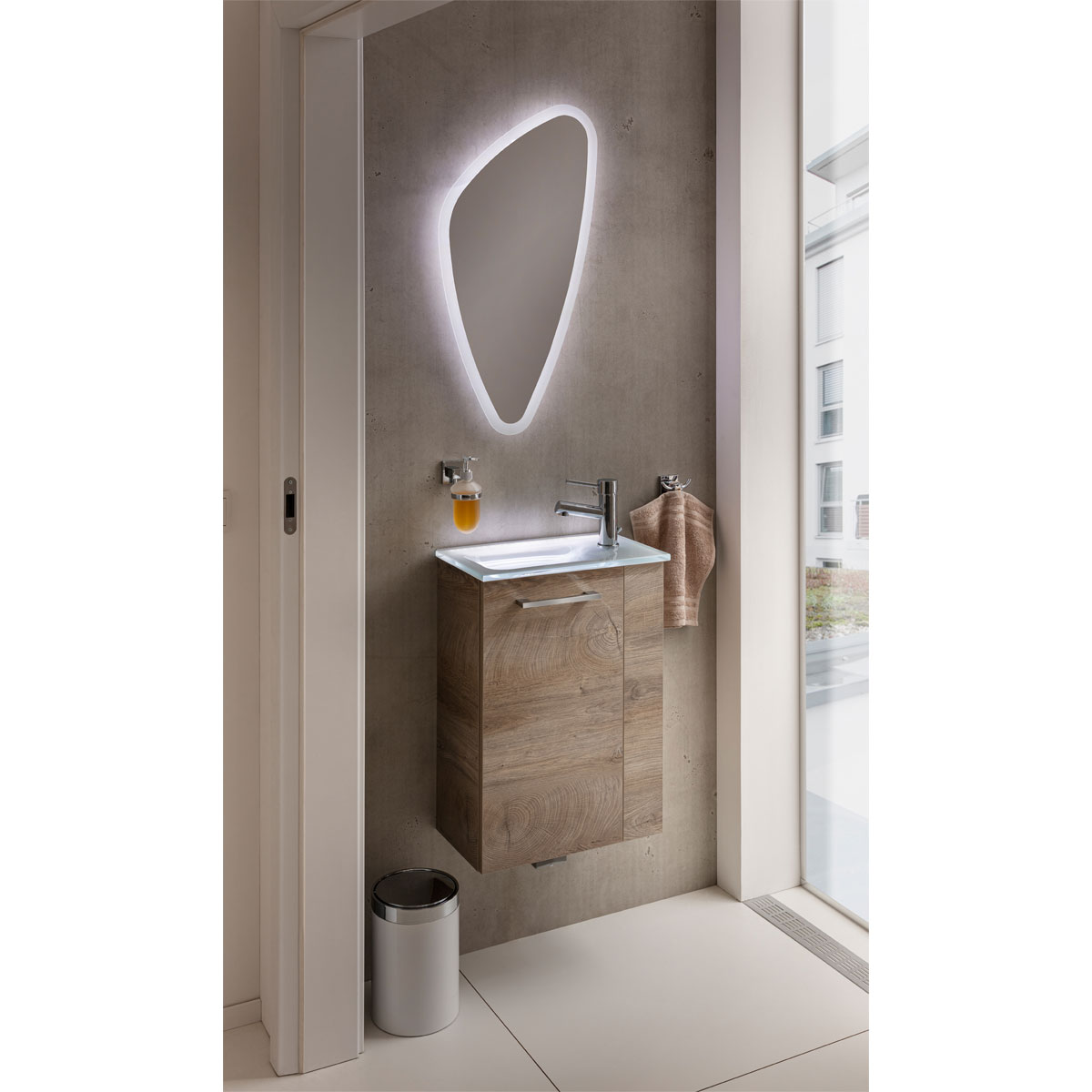 Fackelmann  Gäste-WC Waschtischunterschrank links SBC 440 x 600 x 243 mm NatureOak Bild 7