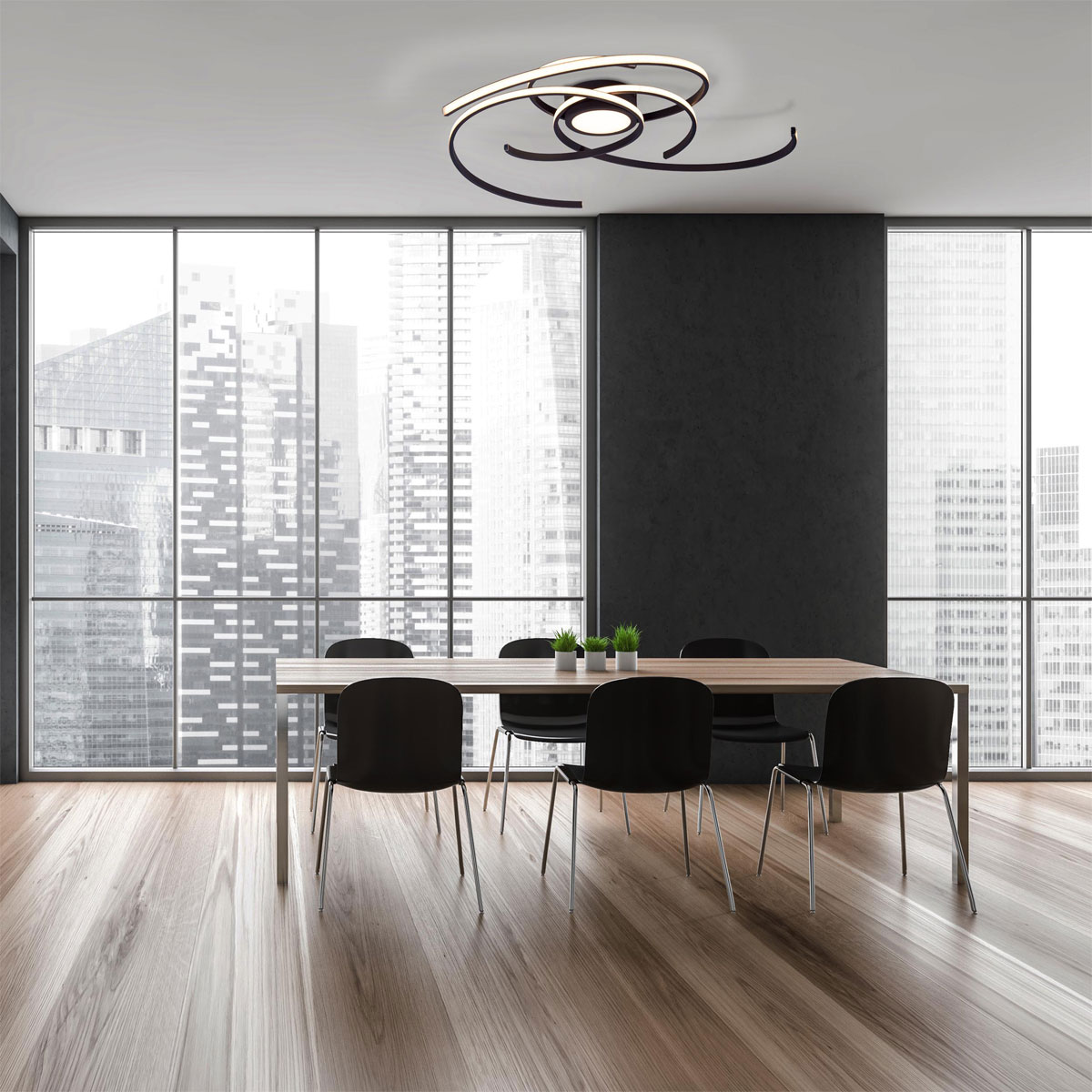 Naeve LED DL Radon Metall/KS schwarzLxBxH 75x75x7cm dimmbar Bild 10