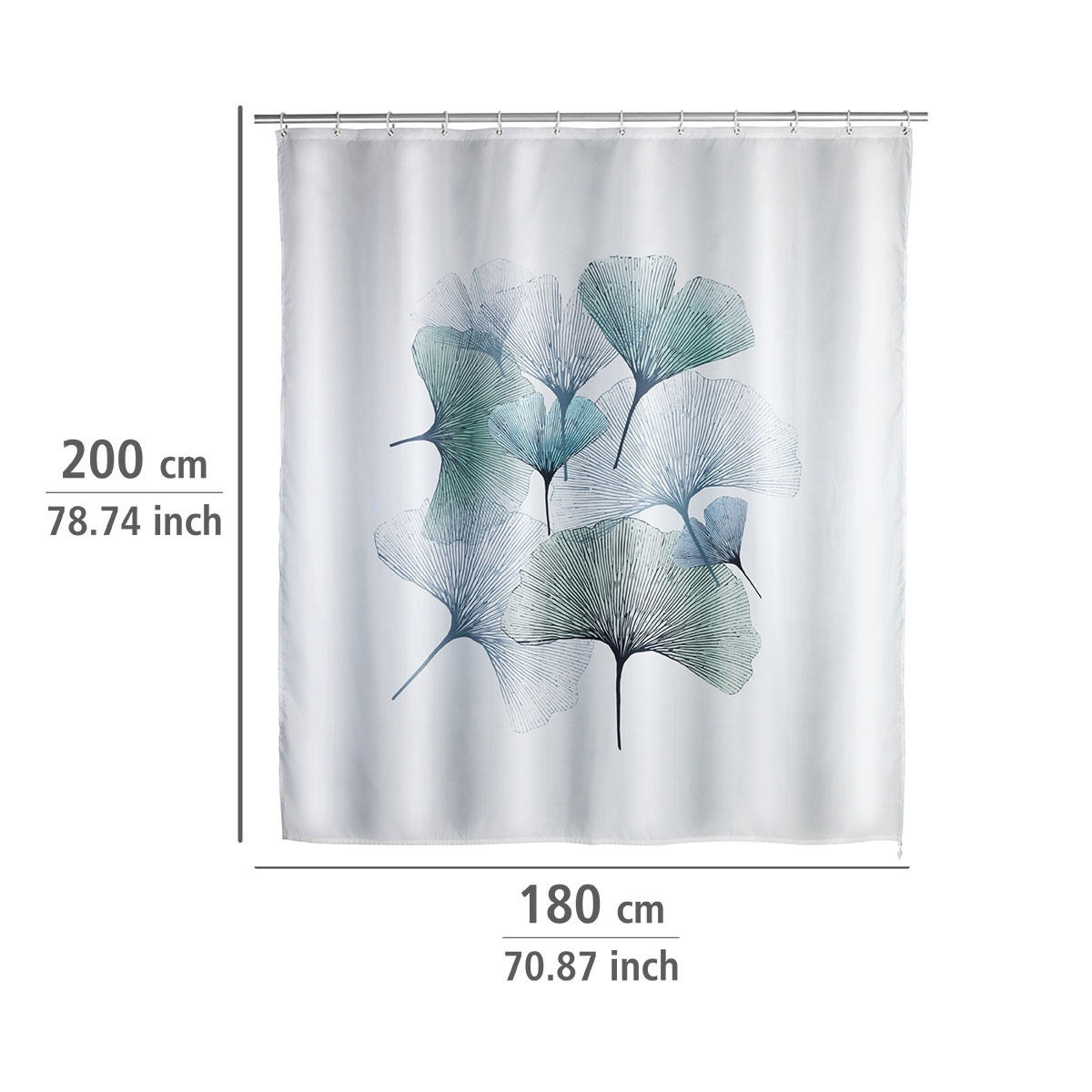 Wenko  Anti-Schimmel Duschvorhang Ginkgo Textil Polyester 180 x 200 cm waschbar Bild 6