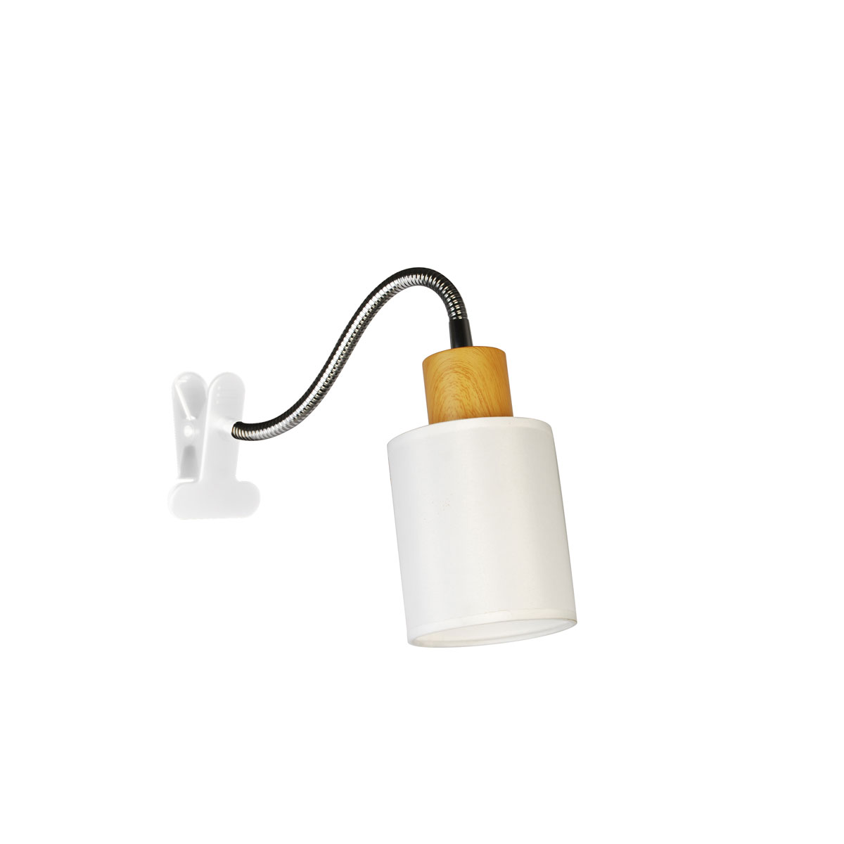 Flector Klemmleuchte Marisa Holzoptik/Textil weiss Bild 1