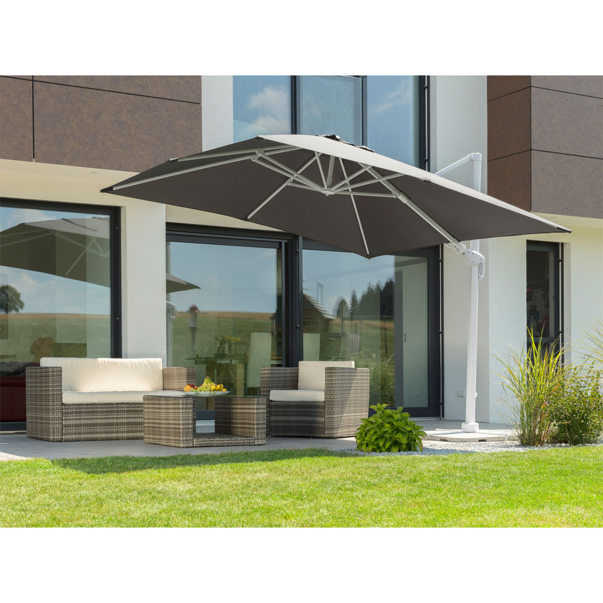 Schneider Schirme Ampelschirm Rhodos Twist Bianco 300 x 300 anthrazit