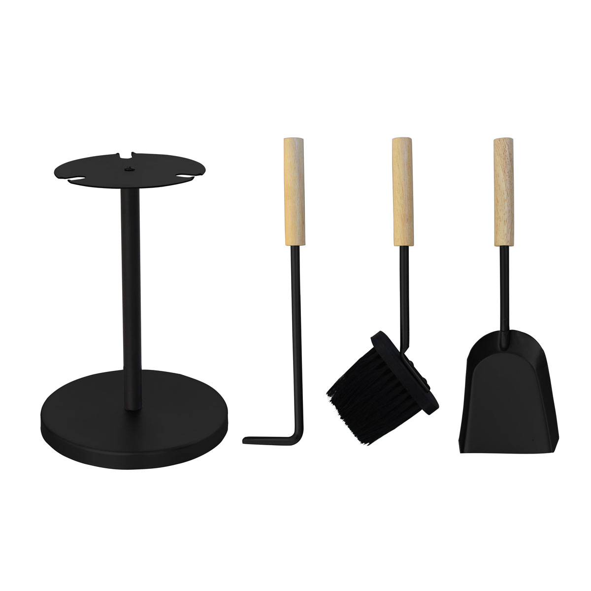 MyFireTool Kaminofenbesteck 3tlg., Farbe: Schwarz, Pulverbeschichtet, Holzgriffe Bild 5