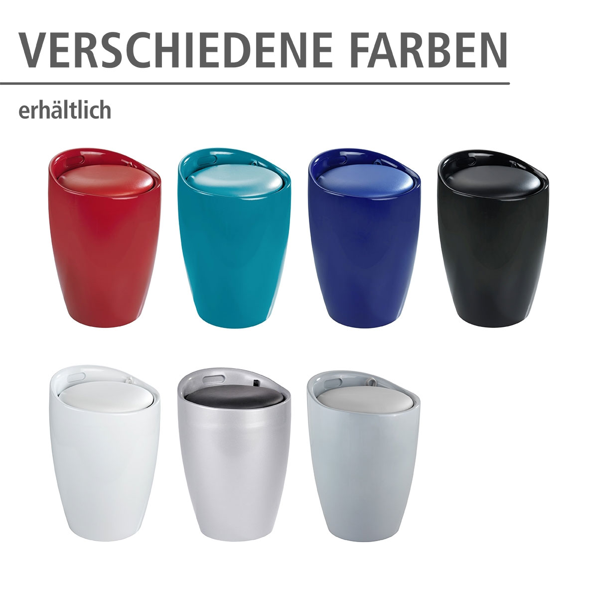 Wenko  Hocker Candy Grey mit Wäschesack Badhocker mit abnehmbarem Wäschesammler Bild 4