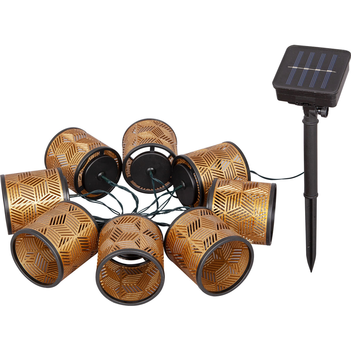 Flector Solar-Lichterkette Golden Cubic Shine inkl 8 Lampenschirme gold Bild 4
