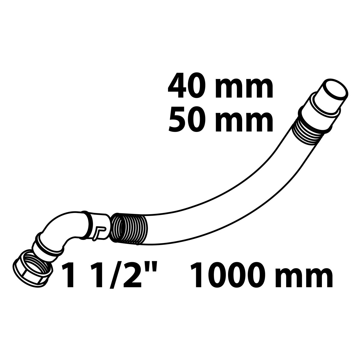 Kirchhoff Verlängerungsschlauch 1 1/2" IG x 1000 x 40/50 mm inkl 90 Bogen Bild 2