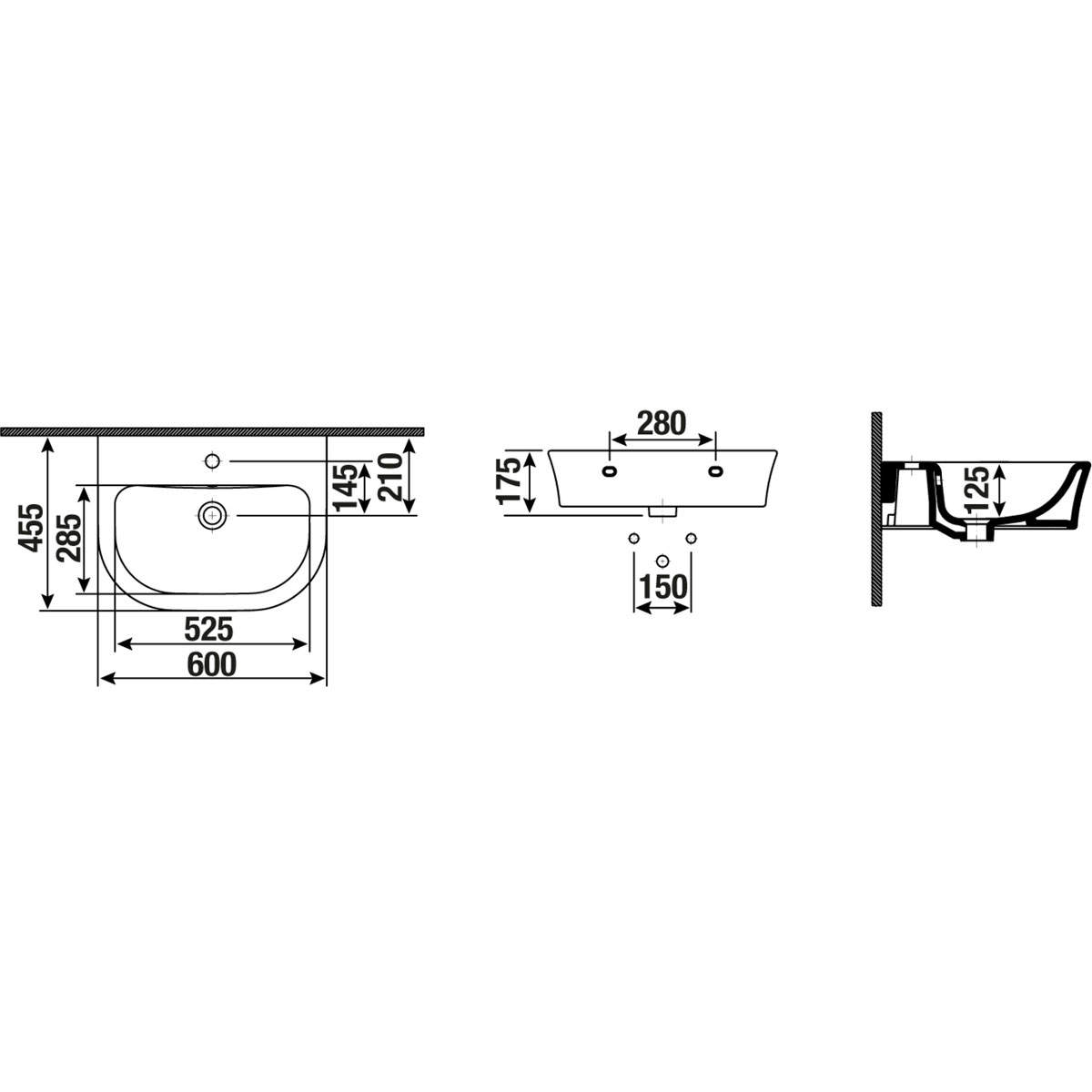 Cornat Waschtisch Pindelo  60x45,5cm 1 Hahnloch Bild 3