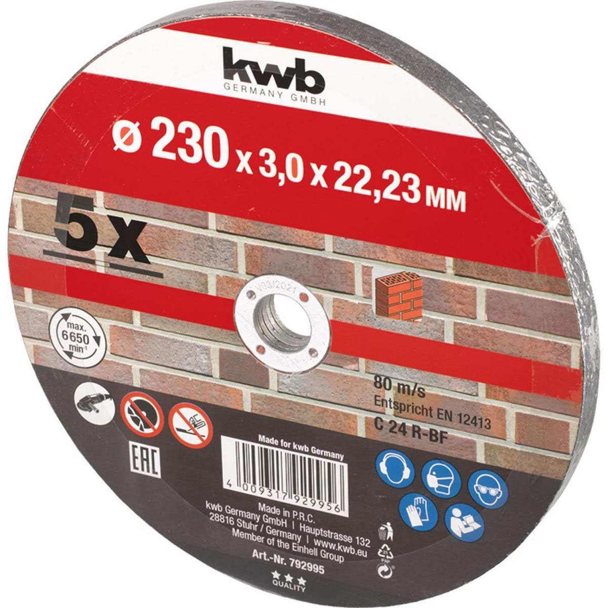 kwb  Trennscheiben Steinbearbeitung Durchmesser 230 mm 5 Stück Bild 2