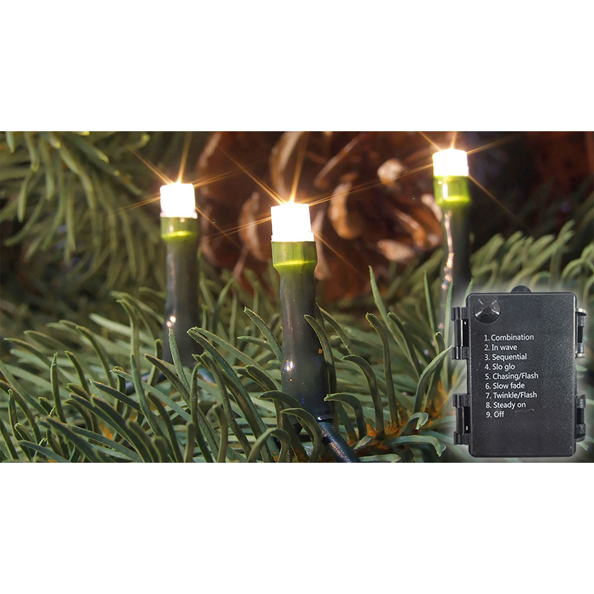 Batterielichterkette mit 24 warm weißen LED IP44 8 Funktionen und Timer Bild 4