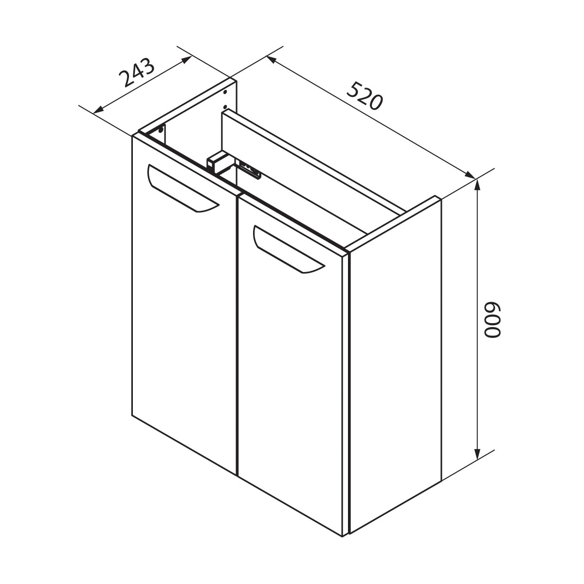 Fackelmann  Gäste-WC Waschtischunterschrank SBC 520 x 600 x 243 mm Steinesche/Weiß Bild 4
