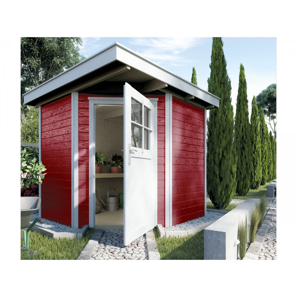 Weka Gartenhaus 229 21 mm schwedenrot mit Fußboden 209 x 205 x 217 cm