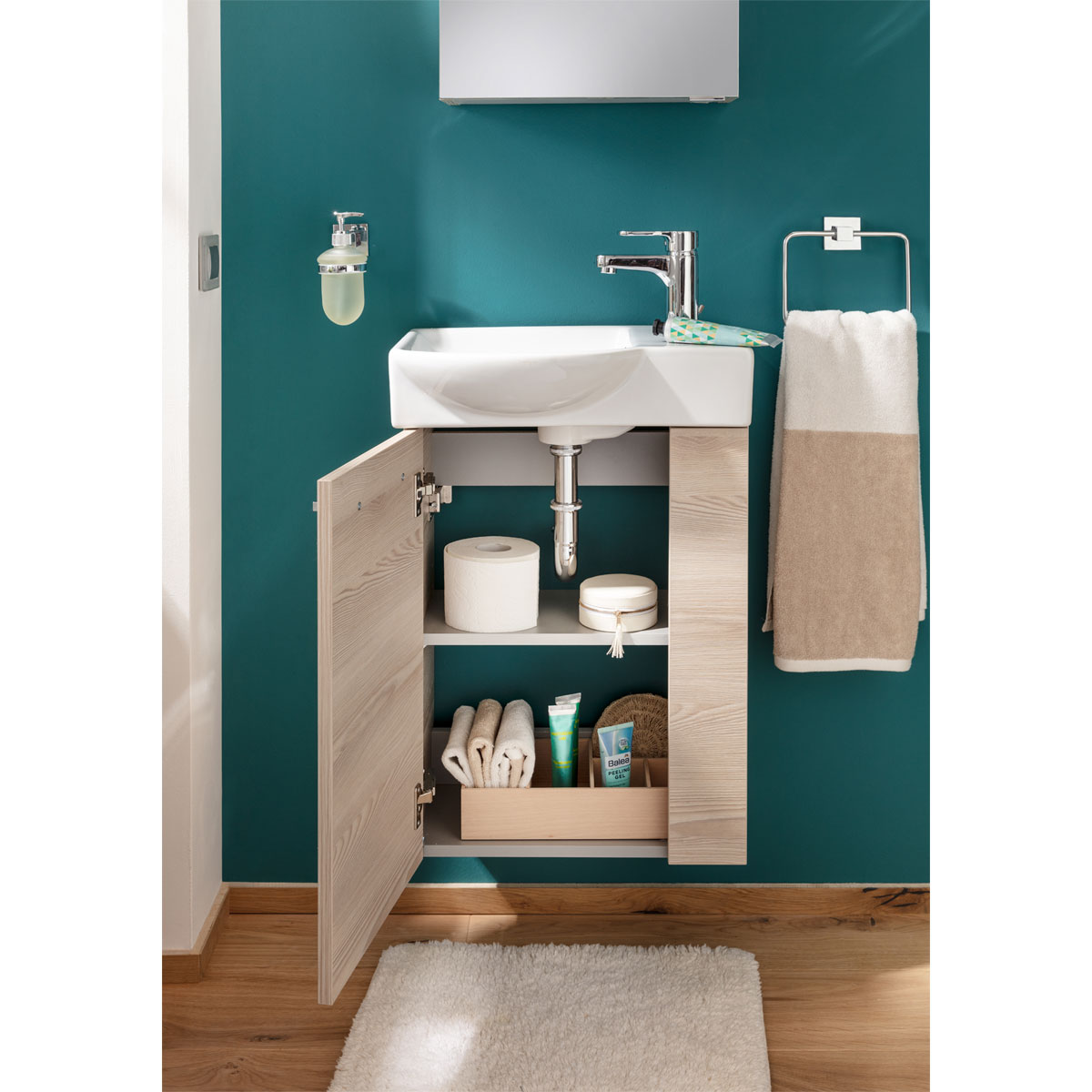 Fackelmann  Gäste-WC Waschtischunterschrank links SBC 440 x 600 x 243 mm Alaska-Esche Bild 7