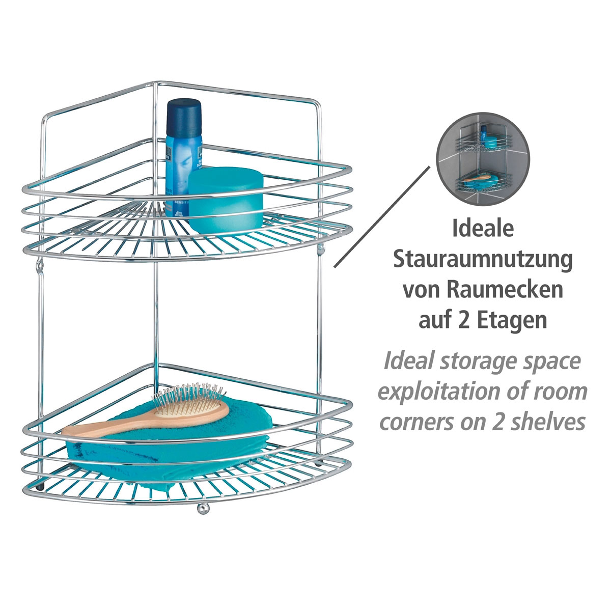 Wenko Eckwandablage Milano mit 2 Etagen chrom Bild 2