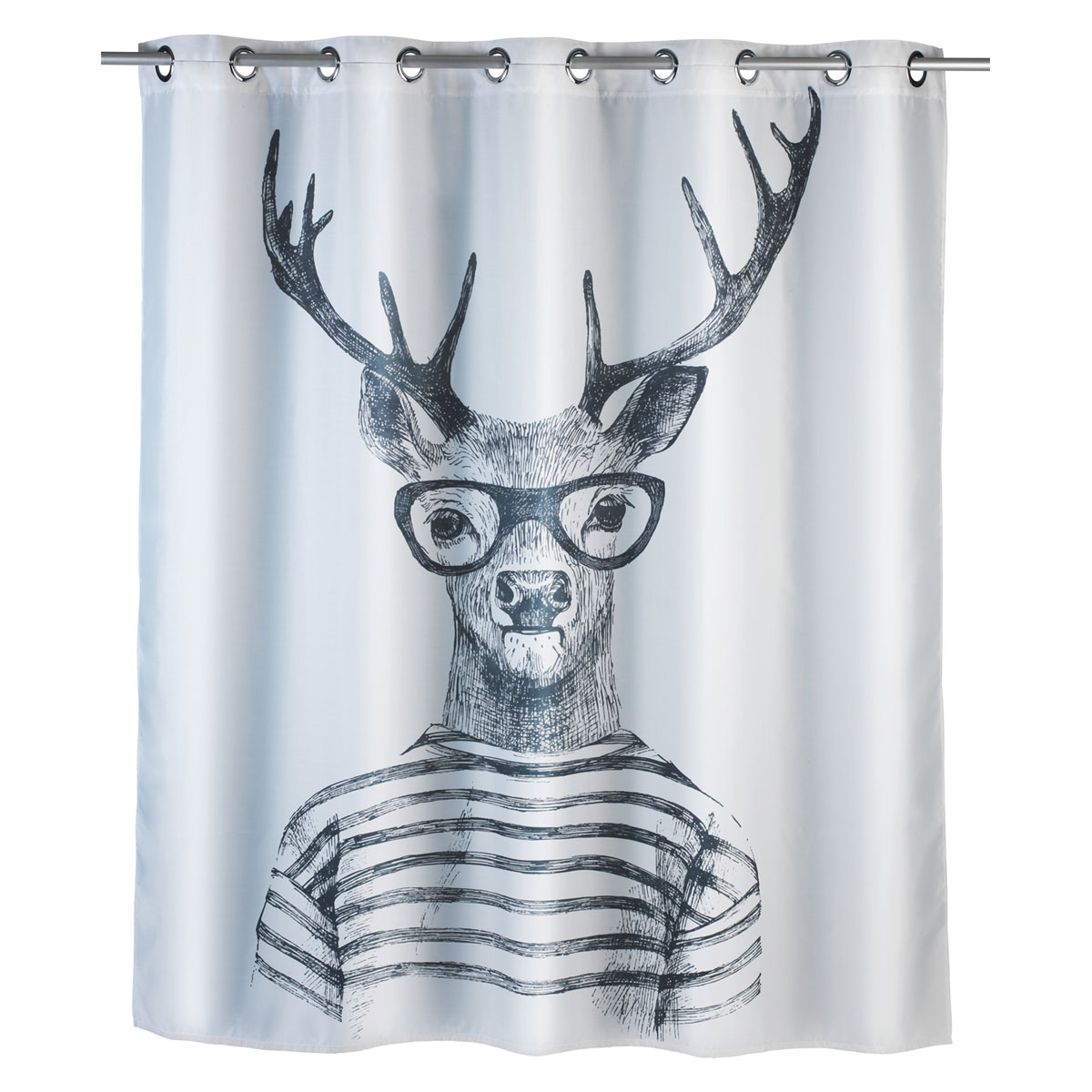 Wenko  Anti-Schimmel Duschvorhang Mr Deer Flex Textil Polyester 180 x 200 cm waschbar