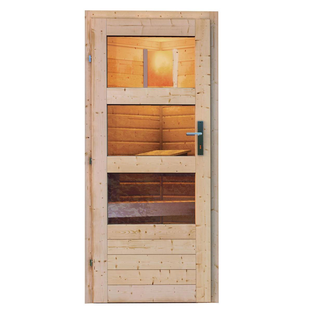 Karibu Saunahaus Bosse 1 38 mm 9 kW Bio Ofen externe Strg moderne Tür Bild 4