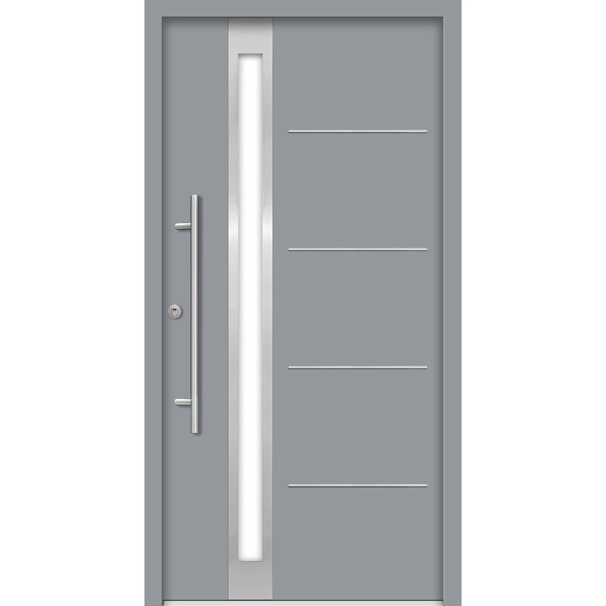 SplenDoor  Premium-Haustür Passivedoor Umea RC2 energiesparend einbruchsicher grau 110 x 210 cm links