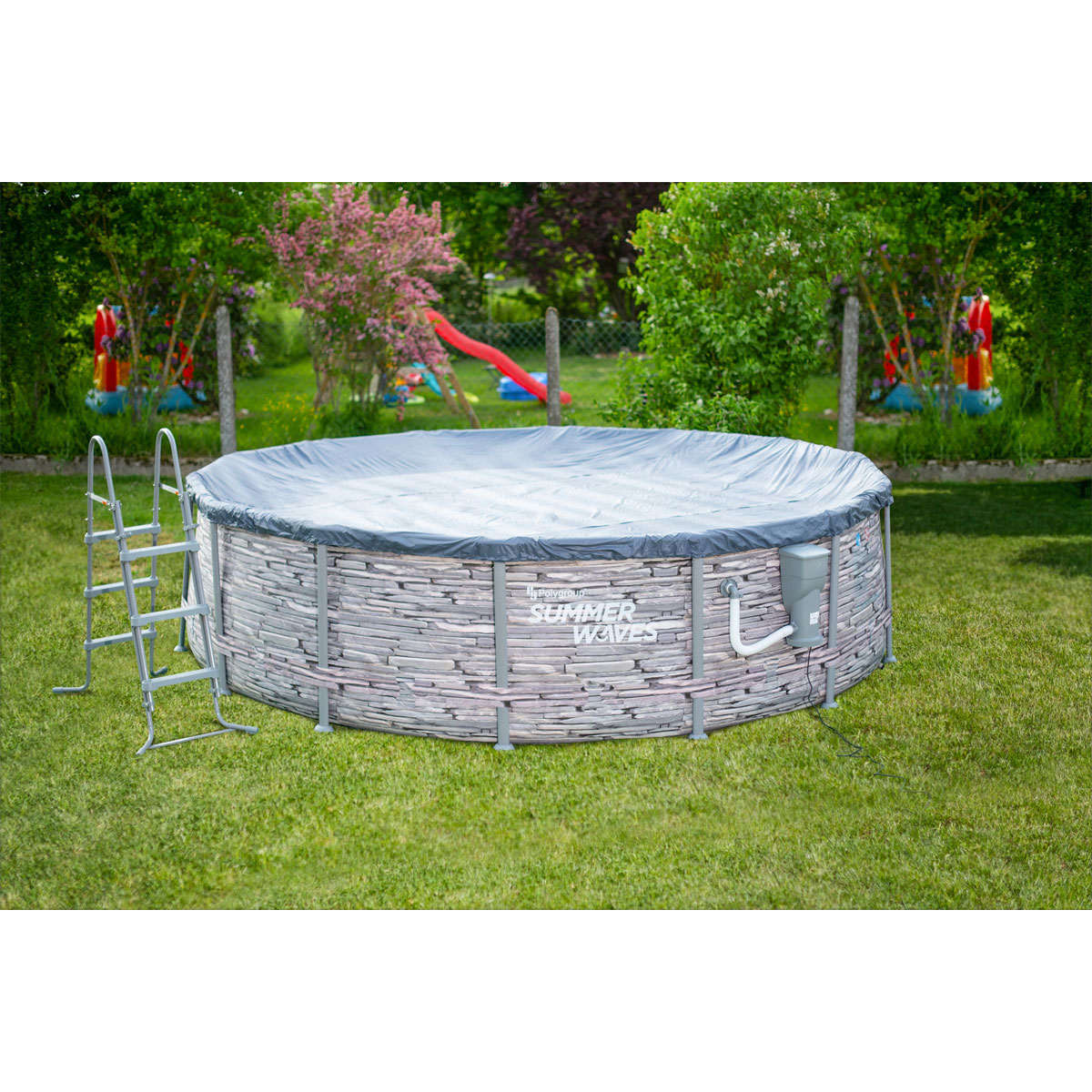 Summer Waves Elite Frame Pool 427x427x107cm Stein Grau Bild 2