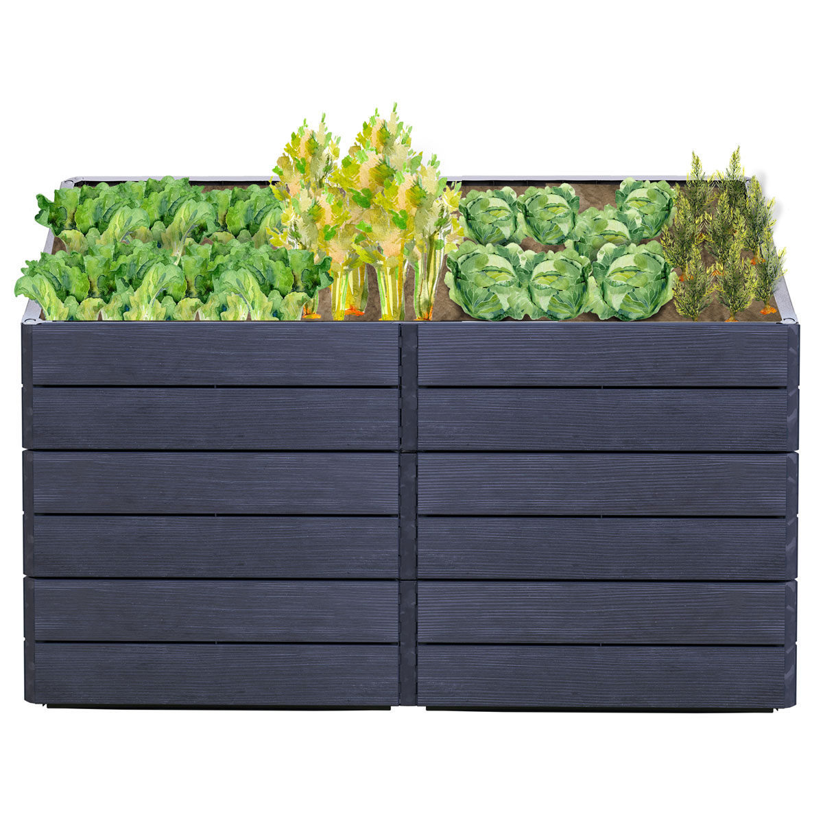 Garantia  Hochbeet Ergo Quadro 2 L 75 Wood, inkl. FLORA Wassersparsystem