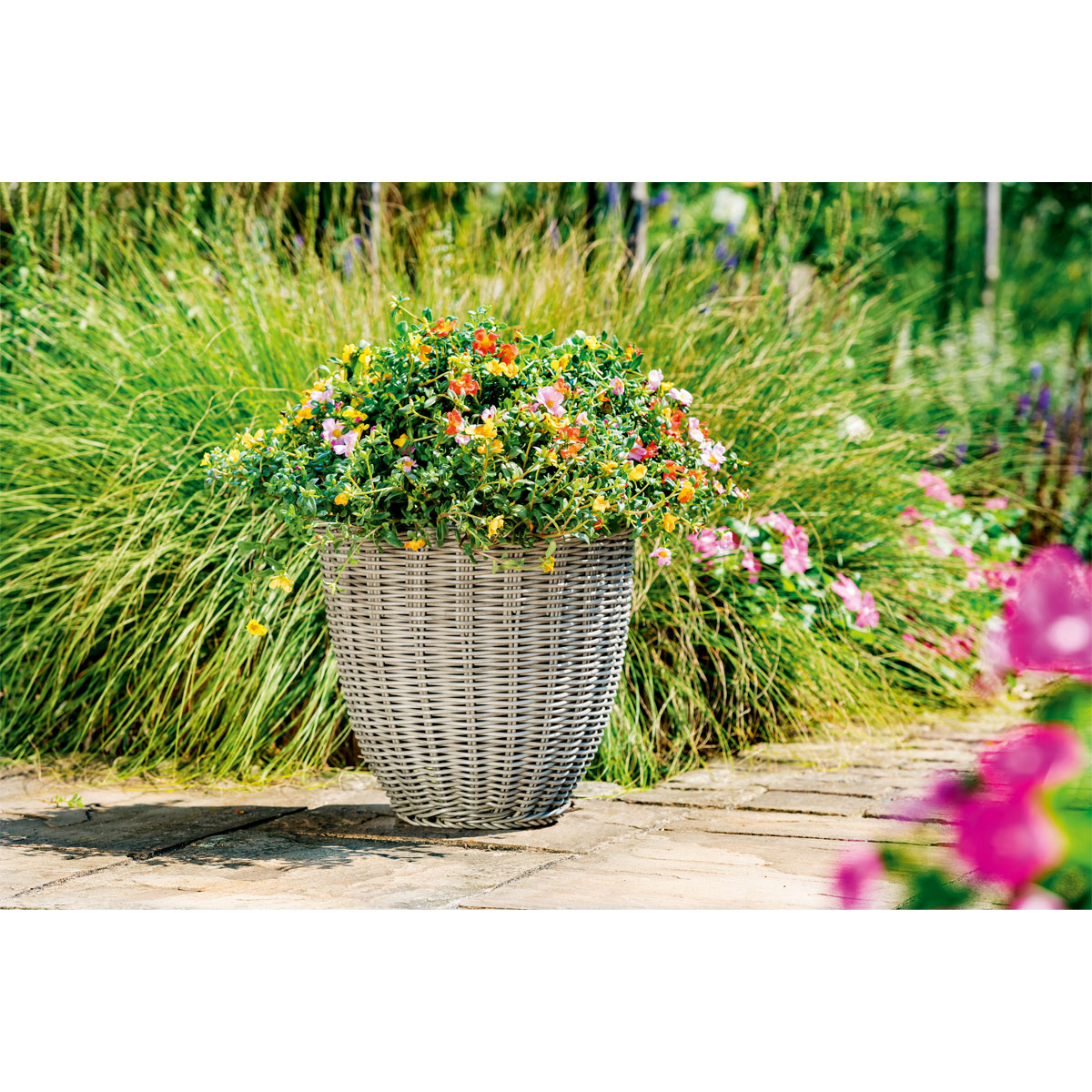 Haveson Topf Polyweide hoch grau Durchmesser 29 x 29 cm