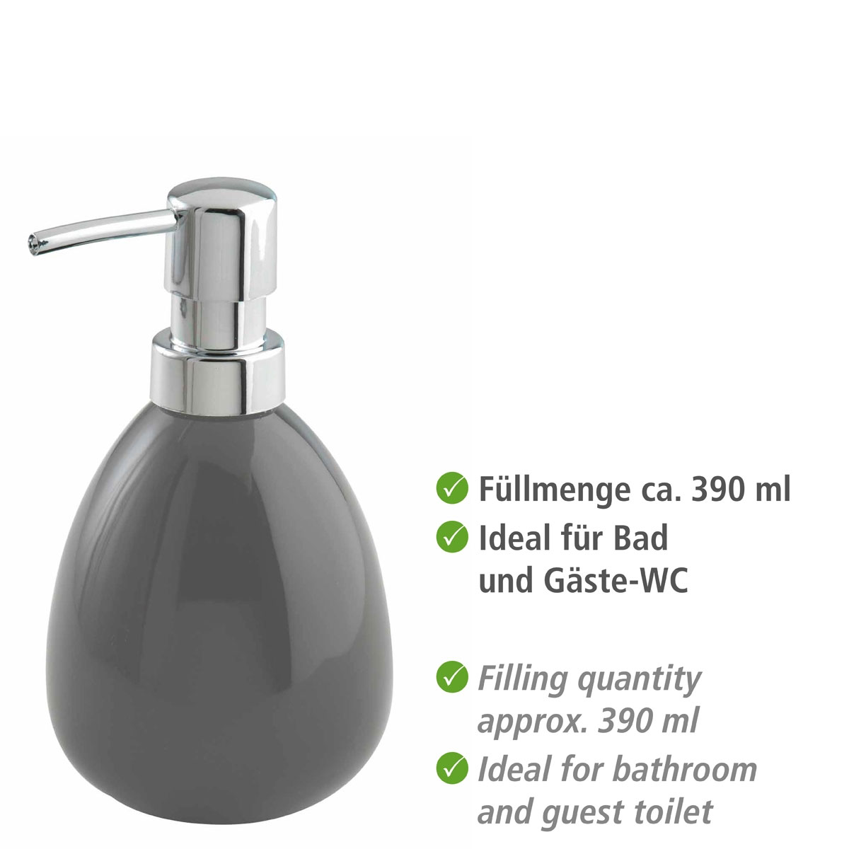 Wenko Seifenspender Polaris grau 390 ml Bild 4