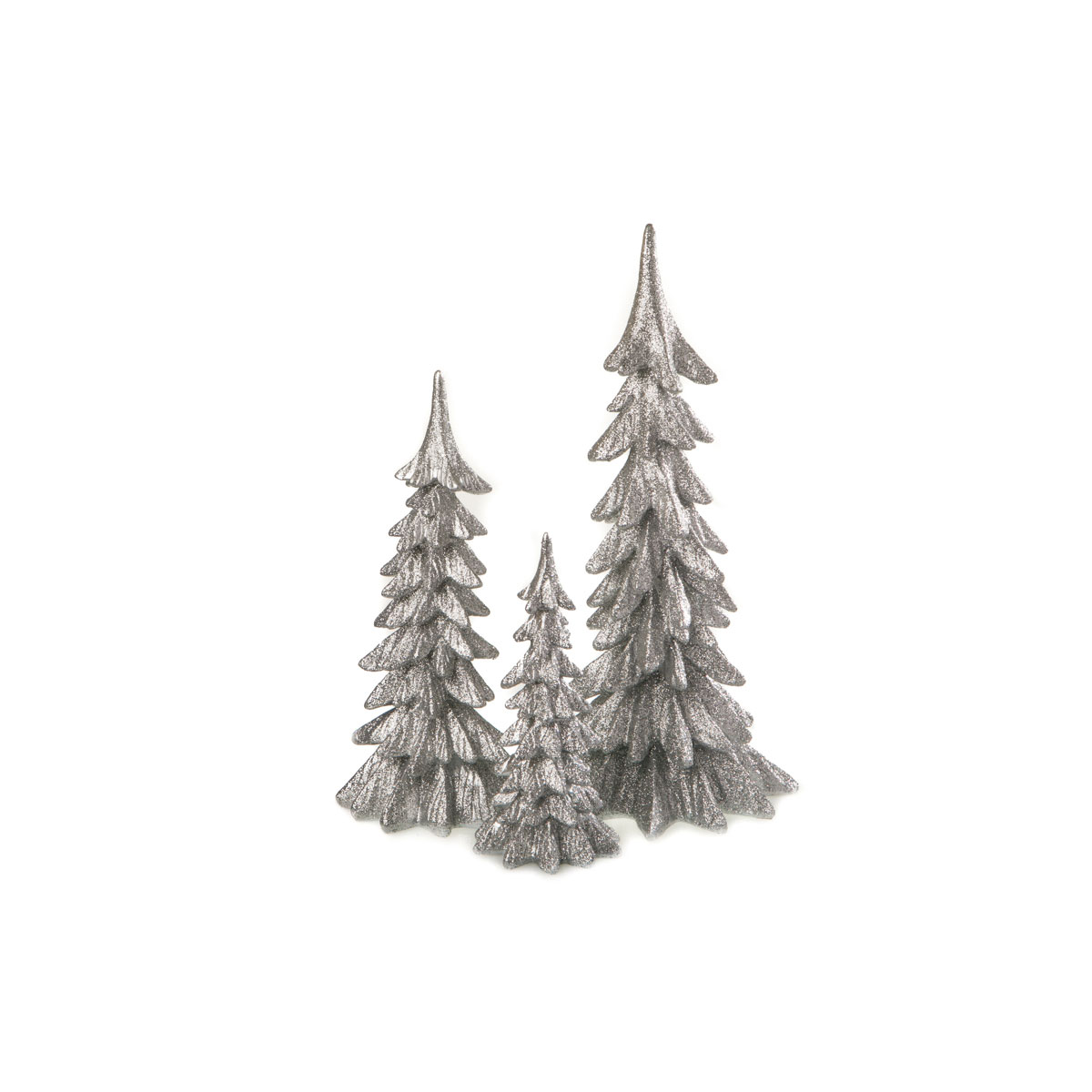 Tanne silber mit Glitzer 17 x 36,5 cm Polyresin Bild 2