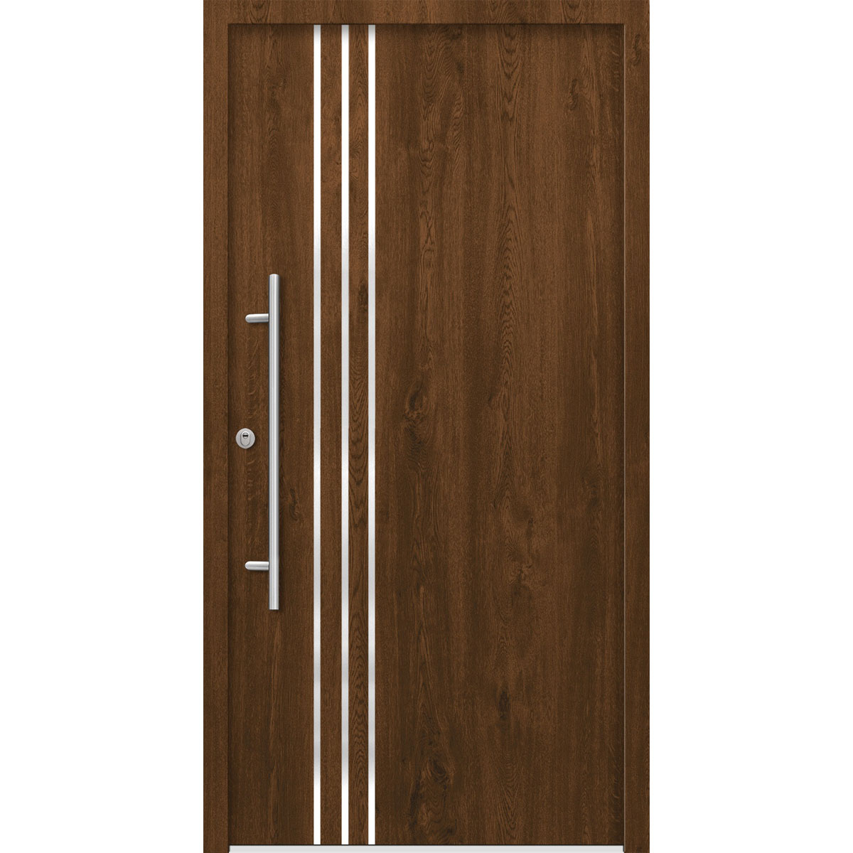 SplenDoor  Premium-Haustür Passivedoor Kalmar RC2 energiesparend einbruchsicher nussbaum 100 x 200 cm links