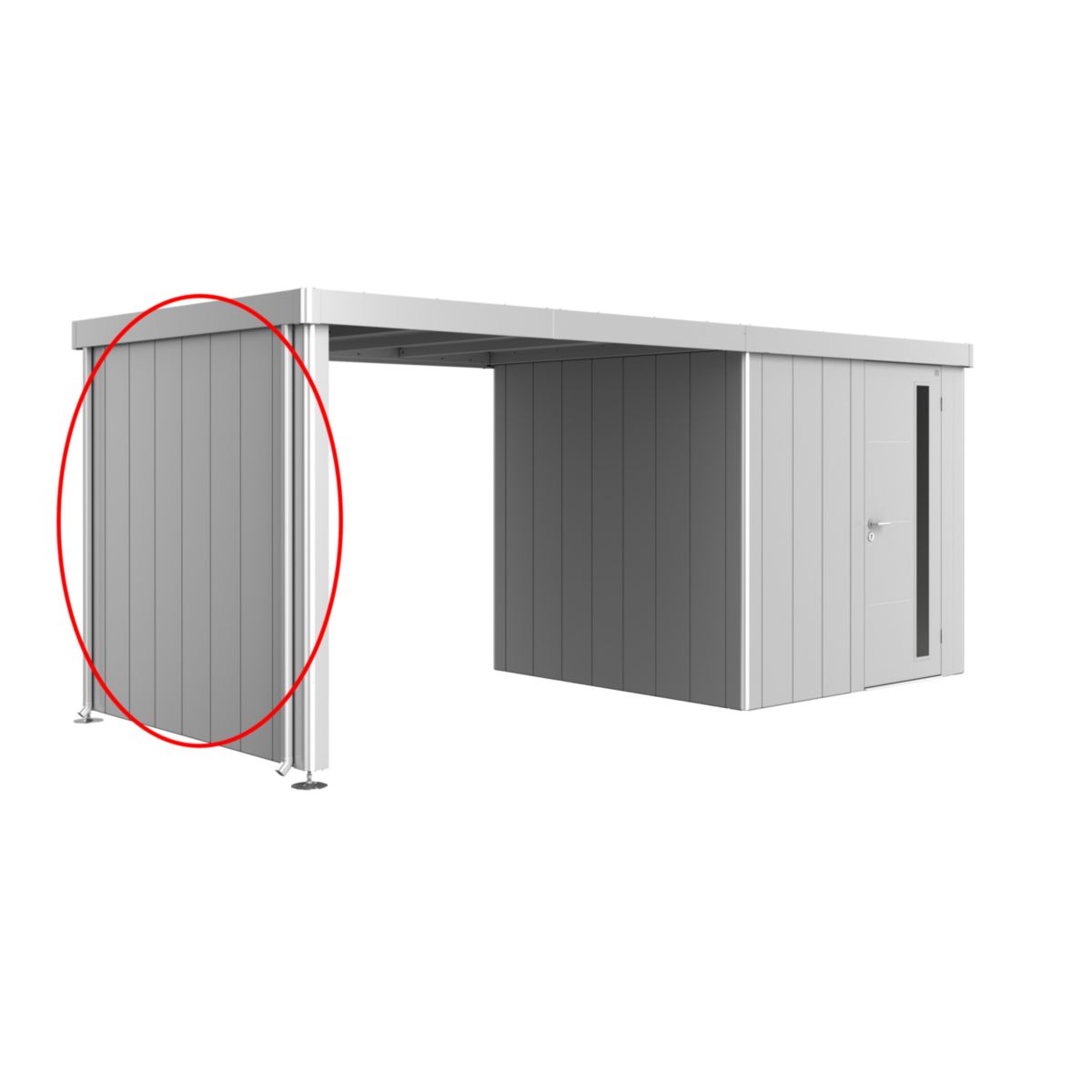 Biohort Seitenwand für Seitendach zu Gerätehaus Neo Gr. 2A/2B/2C/2D silber-metallic