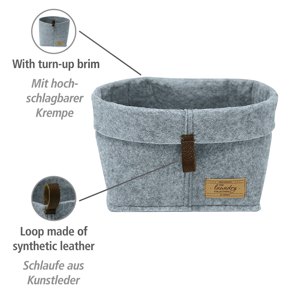 Wenko  Filz-Korb Feli 5er Set Aufbewahrungskörbe in 3 verschiedenen Größen Bild 2