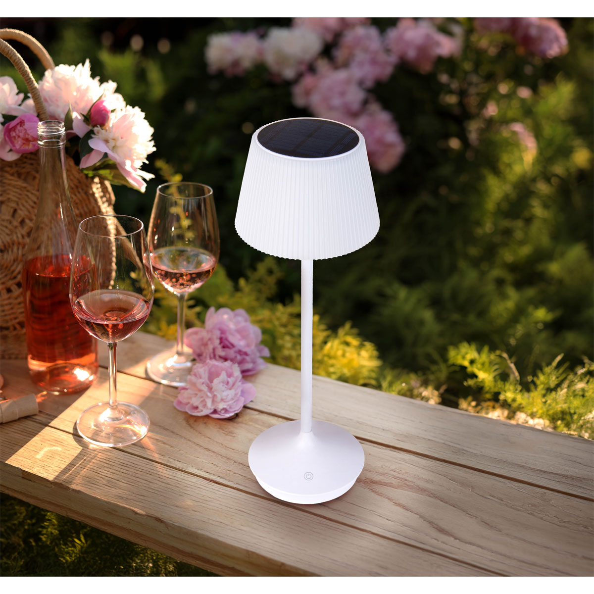 näve Solar-Tischleuchte Emmi weiß mit Akku 13x13x38cm dimmbar Bild 10