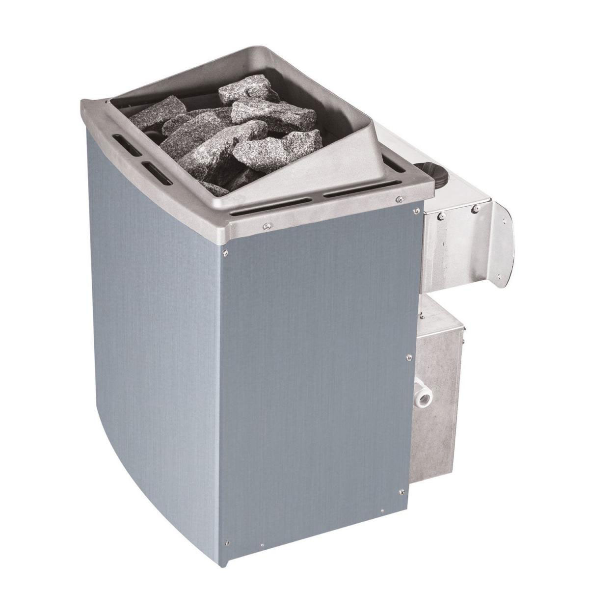 Karibu Sauna Rodin Fronteinstieg 9 kW Ofen integr Strg mit Kranz Klarglas-Tür Bild 2