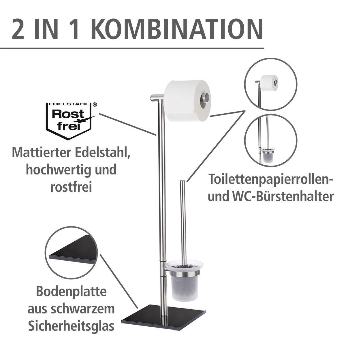 Wenko  Stand WC-Garnitur Lima Edelstahl rostfrei Bild 2