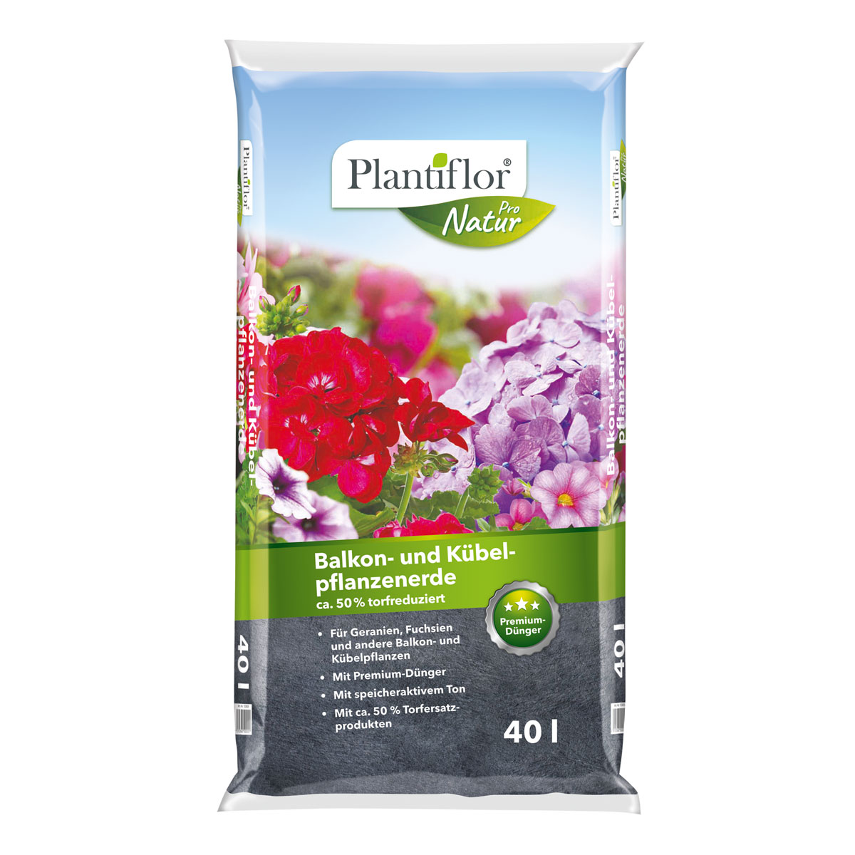 Plantiflor Balkon-/Kübelpflanzenerde 40L